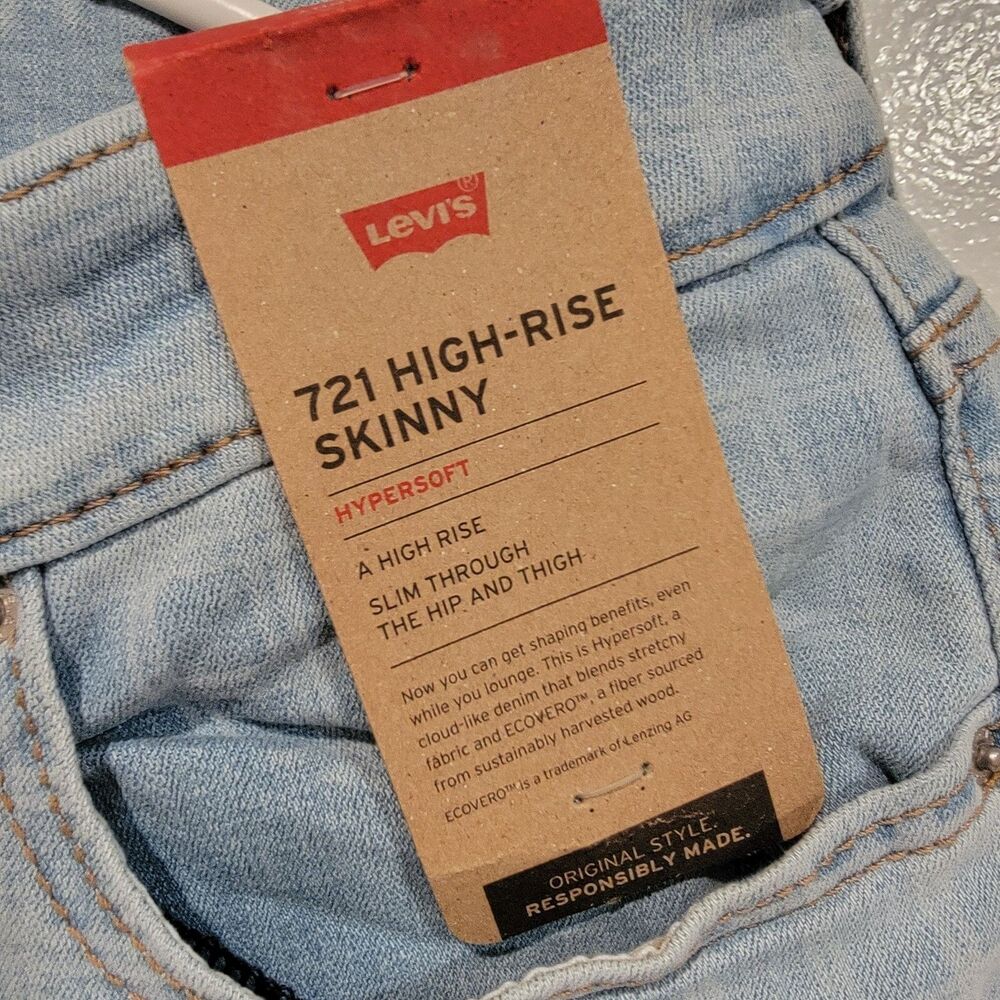 Levi's 721 Jeans Women's Size 14 Medium 32X30 High-Rise Skinny Slim Denim New - Picture 3 of 10